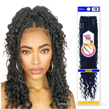 Julianna Kanekalon Bohemian Boho Box Braid 14 inch Pre Looped Crochet Boho Box Braid Synthetic Messy Hippie Boho Box Braid